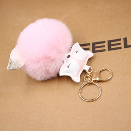 New product fox pu leather plush bag keychain fox head doll toy fur ball school bag pendant pendantpicture47