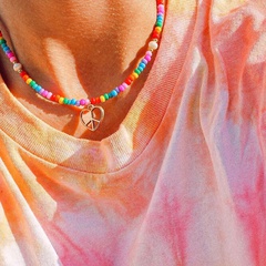 Bohemian style colored rice beads clavicle chain