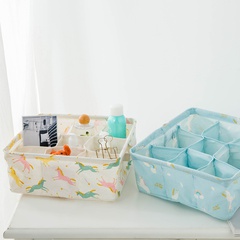 9-grid Unicorn Series Waterproof Cotton Linen Underwear Socks Storage Box Sundries Basket Home Living Storage