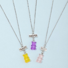 candy color bear pendant necklace set
