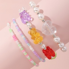 Elastic thread pearl bear rice bead bracelet set