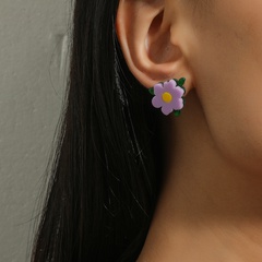 holiday style 925 silver needle hypoallergenic resin flower earrings