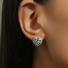 Boucles d'oreilles à motif léopard en forme de coeur en acétate hypoallergénique avec aiguille en argent 925 de style vacances