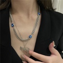 European and American stainless steel doublelayer clavicle chain sapphire thick chain letter pendant necklacepicture10