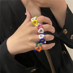 Korean new sweet fun double color opening ring candy color spray paint dripping oil finger ring