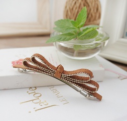 Korea elegant and cute suede bow hairpin simple temperament Japanese spring clip side clip