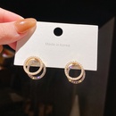 Korea New Double Circle Earrings Allmatch High Quality Full Diamond Pearl Earrings Personalized Copper Earringspicture7