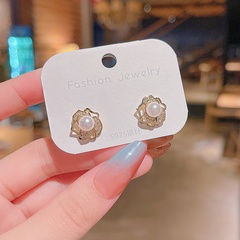 S925 silver needle Korean new micro-inlaid zircon super flash flower earrings