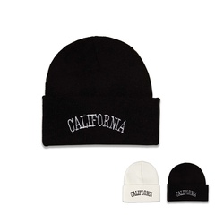 Black knitted hat trend embroidery letters simple and versatile warm hat Korean fashion cold-proof woolen hat
