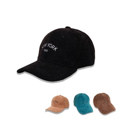 Corduroy peaked cap autumn and winter new style wild fashion wide-brimmed face small baseball cap Korean embroidery trend