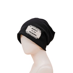 Korean fashion cloth label pile hat all-match warm black hat trendy personality knitted hat Japanese new style