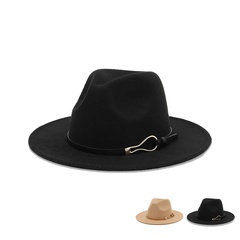 Khaki Hut mit breiter Krempe Sonnencreme Show-Gesicht Wilder Trend Hoop Gürtel Hut Herbst und Winter neuer Jazz-Hut