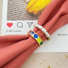 Creative candy color heart dripping ring personality irregular pearl ring