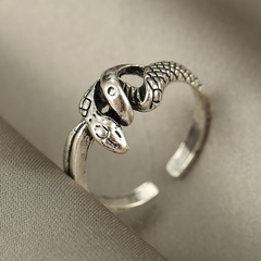 Exaggerated personality snake-shaped antique silver adjustable open ring