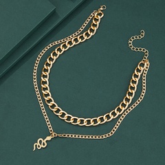 fashion retro snake-shaped necklace personality simple alloy snake pendant multi-layer necklace necklace