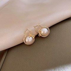 Silver Needle Korean natural freshwater pearl gourd earrings