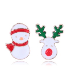 Mode coréenne Sweet OL Metal Concise Christmas Series Boucles d'oreilles asymétriques à personnalité