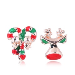 Korean Fashion Sweet OL Metal Concise Christmas Series Asymmetrical Personality Stud Earrings