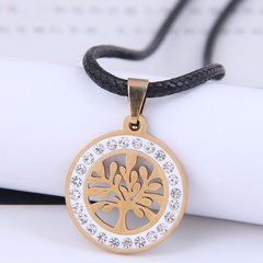 Korean fashion metal simple auspicious tree diamond stainless steel personality necklace