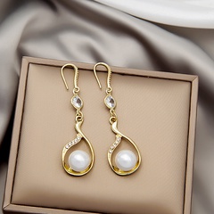 diamond pearl drop earrings Japan and South Korea new high-end earrings trend wild earrings
