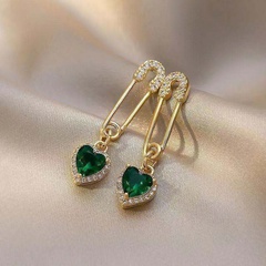 Korean fashion design love pin earrings diamond crystal earrings simple personality trendy earrings
