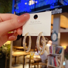 Korean light luxury full diamond earrings Hong Kong trend niche new earrings