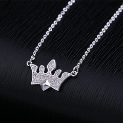 Korean fashion trend full diamond zircon micro-inlaid crown necklace