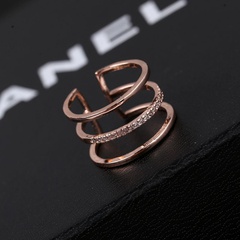 gold-plated creative simple personality zircon micro-inlaid three-layer open ring index finger ring