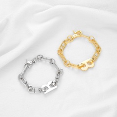 new letter bracelet wholesale European and American personality punk metal thick chain B bracelet