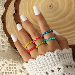 Moda retro tejido a mano colorido juego de cuentas anillo versión coreana del nuevo conjunto de 6 piezas de tendencia
