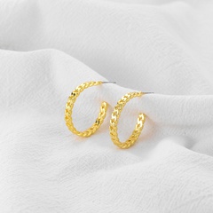 European and American Ins Personalized Earrings Wholesale Alloy Exaggerated C- Shaped Stud Earrings Temperament Hong Kong Style Twisted Twist Chain Earrings