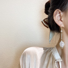 South Korea Dongda Ins Style Trendy Earrings Instafamous Design Sense Diamond-Embedded Fashion Ear Rings Long Leaf Earrings