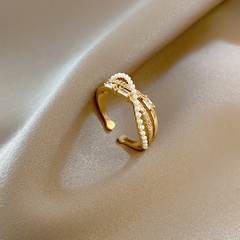Koreanische Version des einfachen Doppels chicht rings im Ins-Stil, weiblicher Mikro-eingelegter Zirkon-Perlen ring, kalter Wind, rotes Temperament, Essens ring