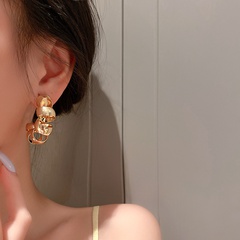 Metallic Mode schlichtes Design Gold und Silber geometrische Ohrringe Persönlichkeit trendige Ohrringe