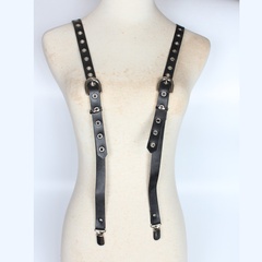 Vintage Punk Style Strap Fashion Cross Rivet Suspenders All-Match PU Leather Suspender Non-Slip