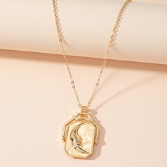 European and American Internet Hot New Retro Personalized Design Sun Necklace Women's Japanese and Korean Ins Simple Fashion Moon Clavicle Chain