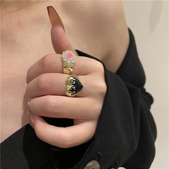 ins style simple love ins ring niche design burning flame dripping oil flower ring jewelry