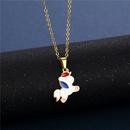 cute unicorn necklace earrings threepiece 18K goldplated color dripping stainless steel suitpicture9