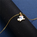 cute unicorn necklace earrings threepiece 18K goldplated color dripping stainless steel suitpicture10
