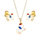 cute unicorn necklace earrings threepiece 18K goldplated color dripping stainless steel suitpicture11