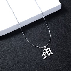 Ornament Stainless Steel Men's Gothic Letter M Pendant Necklace Europe and America Cross Border Letter Jewelry Men