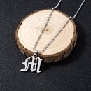 Ornament Stainless Steel Mens Gothic Letter M Pendant Necklace Europe and America Cross Border Letter Jewelry Menpicture11