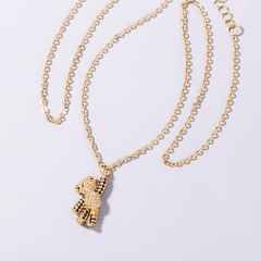 new cute teddy bear necklace mini animal bear zircon pendant copper necklace accessories