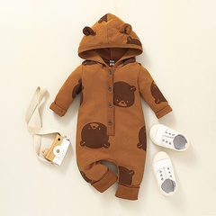 Baby Autumn and Winter Clothes Korean Style Fashion Hooded Romper Going out Rompers 0-1 Year Old Baby Long Sleeve Children's Jumpsuit