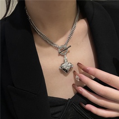 Koreanische Liebe Anhänger Pullover Kette Buchstaben Edelstahl Schlüsselbein Kette Halskette