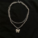 stainless steel sweater chain microinlaid bowknot pendant necklacepicture10