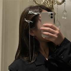 Korean design heart tassel earrings one hairpin personality niche cold trend duckbill clip hairpin set
