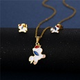 cute unicorn necklace earrings threepiece 18K goldplated color dripping stainless steel suitpicture12