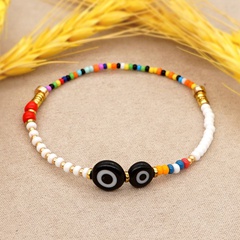 natural black glass round eyes woven bracelet color mix and match geometric rice bead bracelet