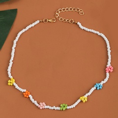 Böhmische hand gewebte Reis perlen Blumen Halskette Europäische und amerikanische ins Netz rote kreative Persönlichkeit Perlen Anhänger Schmuck